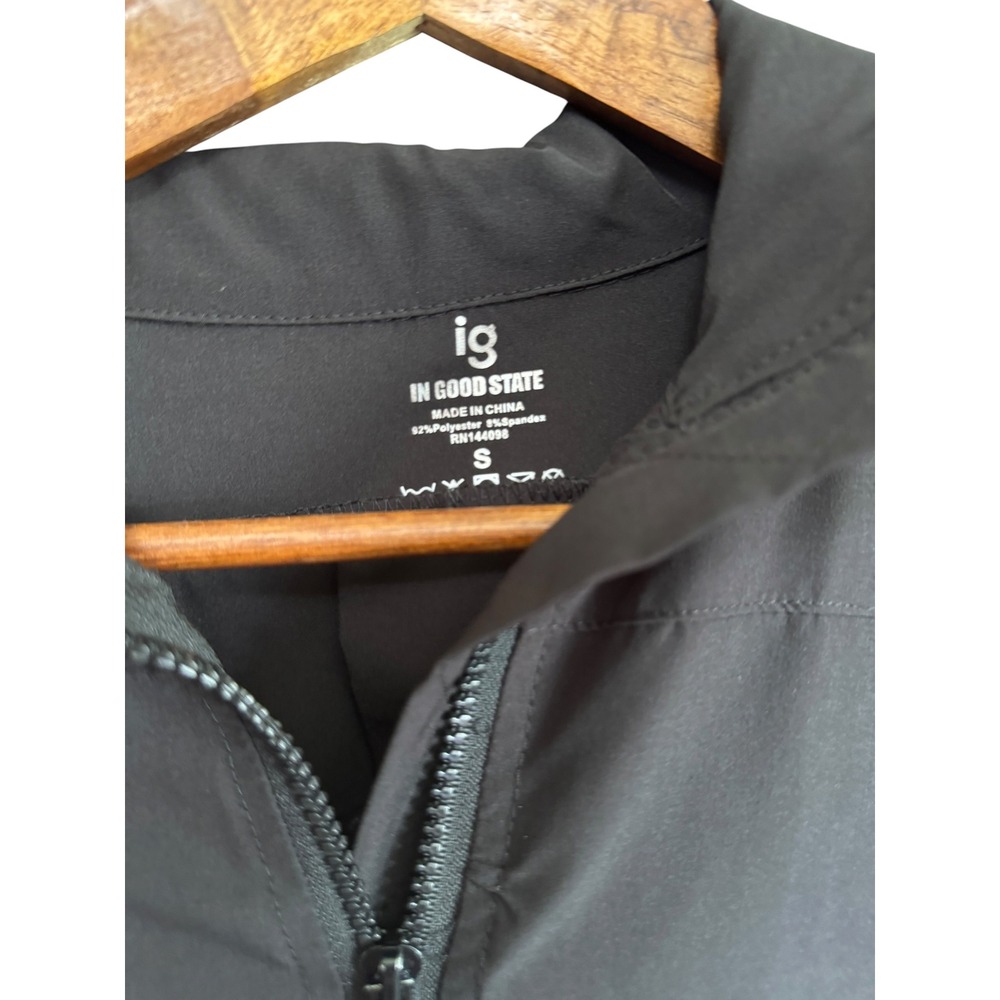 In Good State Windbreaker Jacket Womens Small Black Excellent Cropped Full Zip - Picture 7 of 8